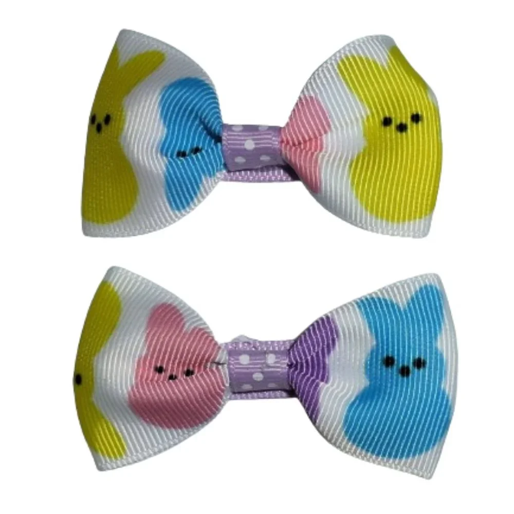 Peeps Easter Bunny Rabbit Girls Hair Bow Clips